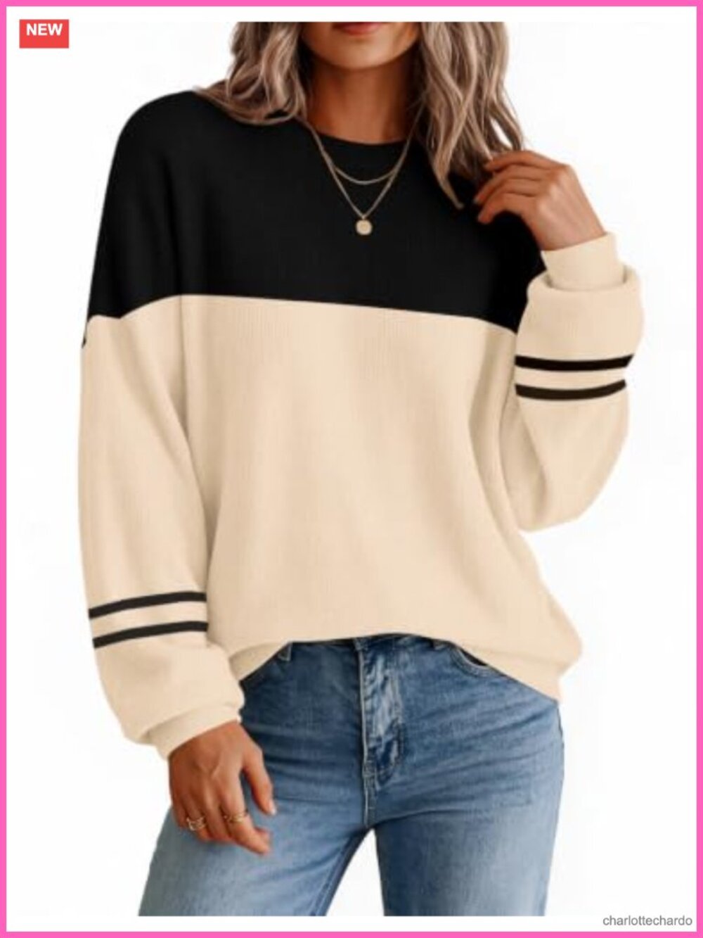 Oversized Crewneck Sweater Women Long Sleeve Knit Pullover Fall Winter